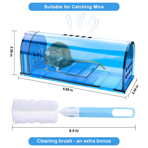 Wanqueen catch-and-release live trap in blue for safe indoor mice control