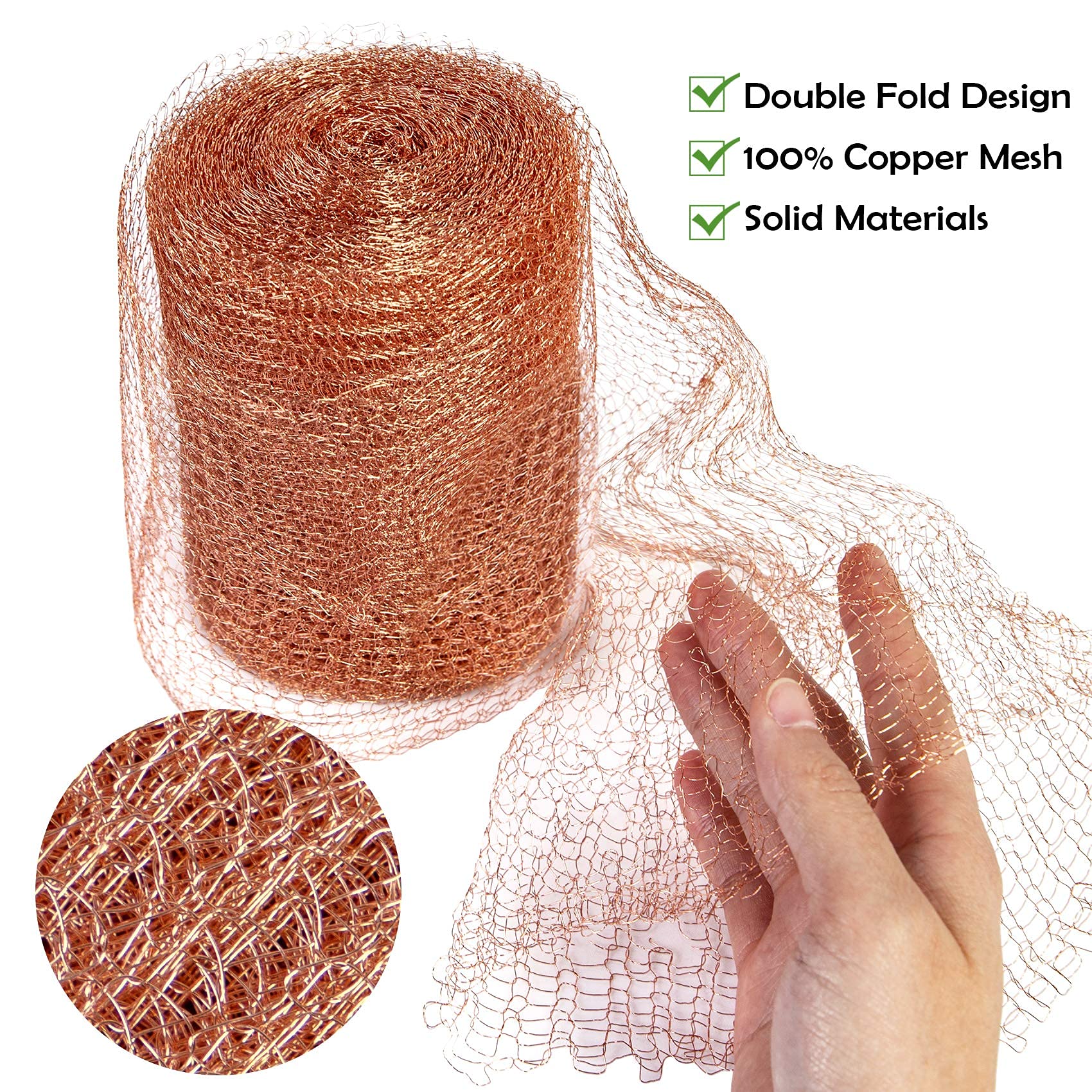 Closeup of Wanqueen copper mesh weave showing sturdy, dense strands.
