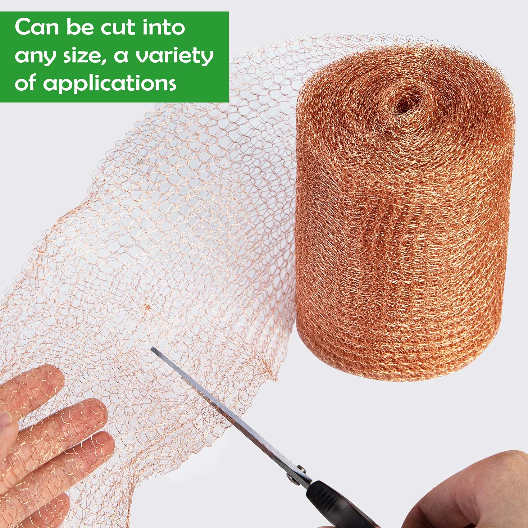 Wanqueen copper mesh sealing a hole to stop rodent entry in a wall.
