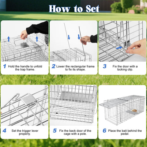 Wanqueen heavy-duty galvanized steel trap highlights rust-resistant construction for outdoors