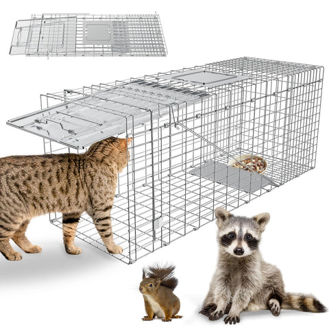 Wanqueen humane live animal trap front view demonstrates a spacious cage suitable for humane capture