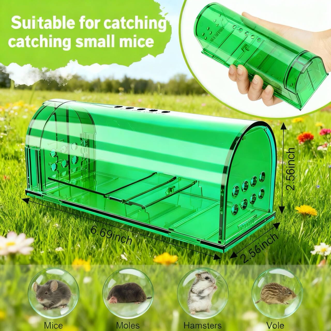 Wanqueen humane mouse trap cleaning-brush included aids quick, effortless cleanup after use