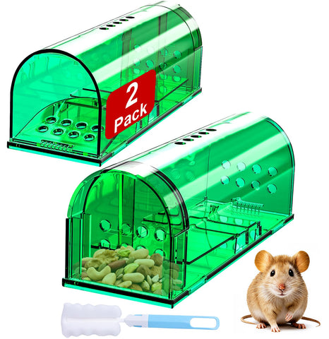 Wanqueen humane mouse trap 2-pack front view highlighting reusable design for home use