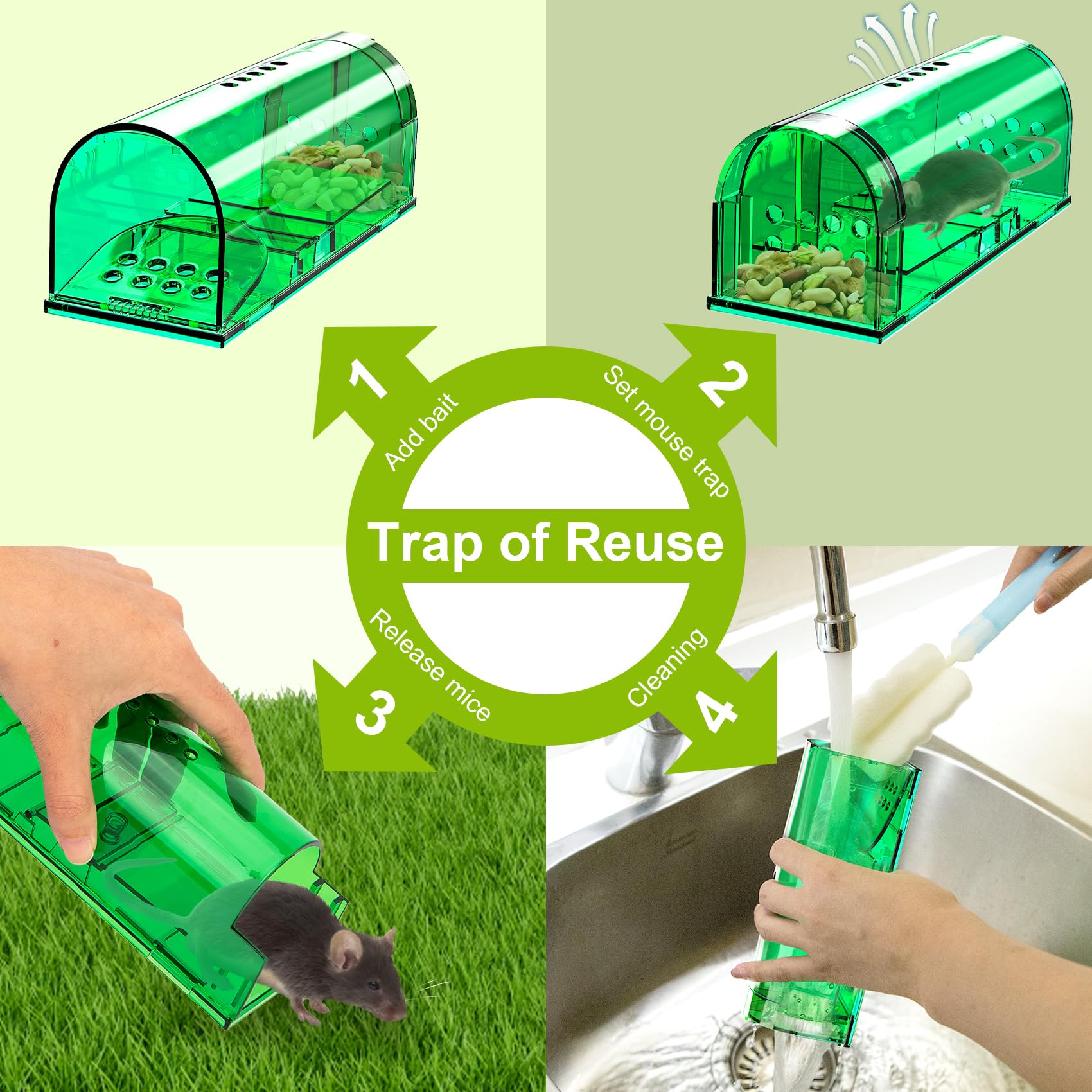 Wanqueen humane mouse trap 2-pack waterproof body protects against weather in outdoor setups