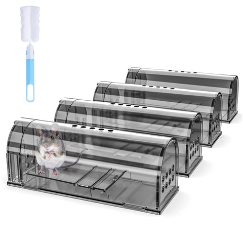 Wanqueen humane mouse traps: lid open for easy bait placement and humane capture.