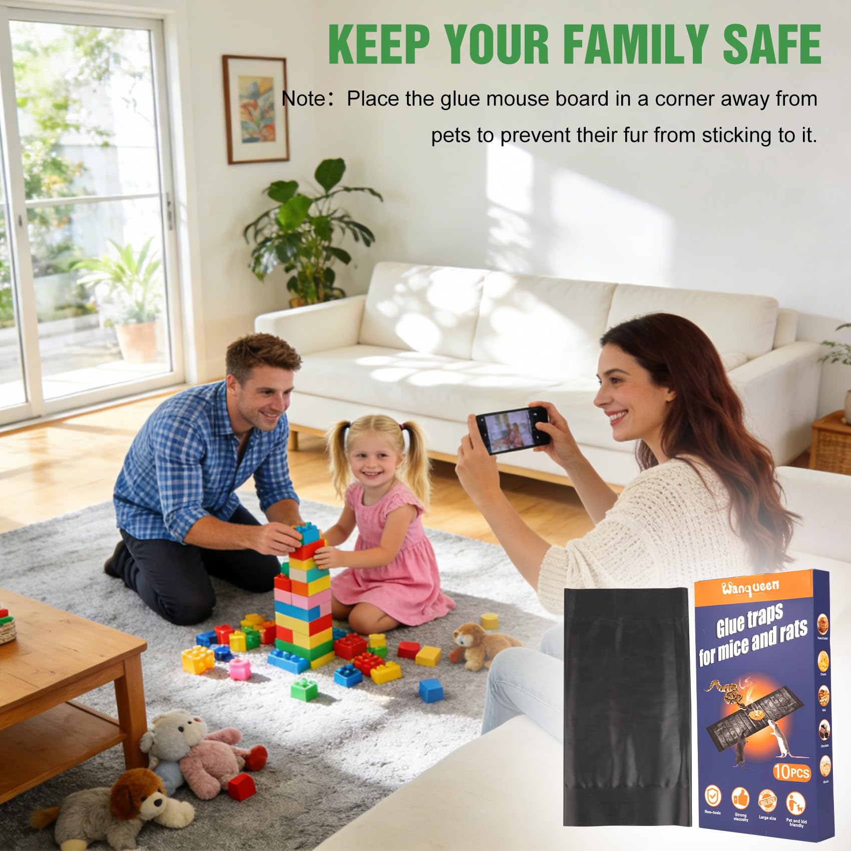 Wanqueen indoor-outdoor glue trap designed for versatile pest control