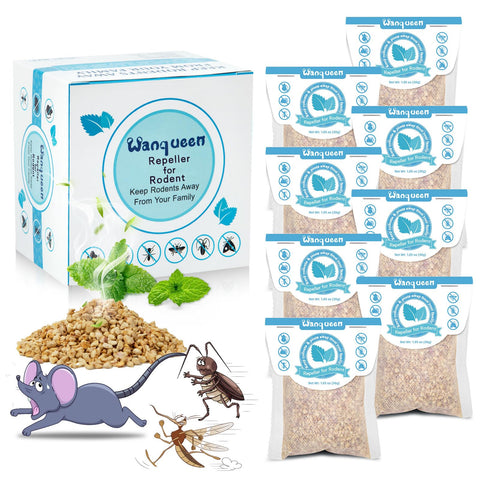 Wanqueen mouse repellent pouches pack demonstrates long-lasting deterrence.