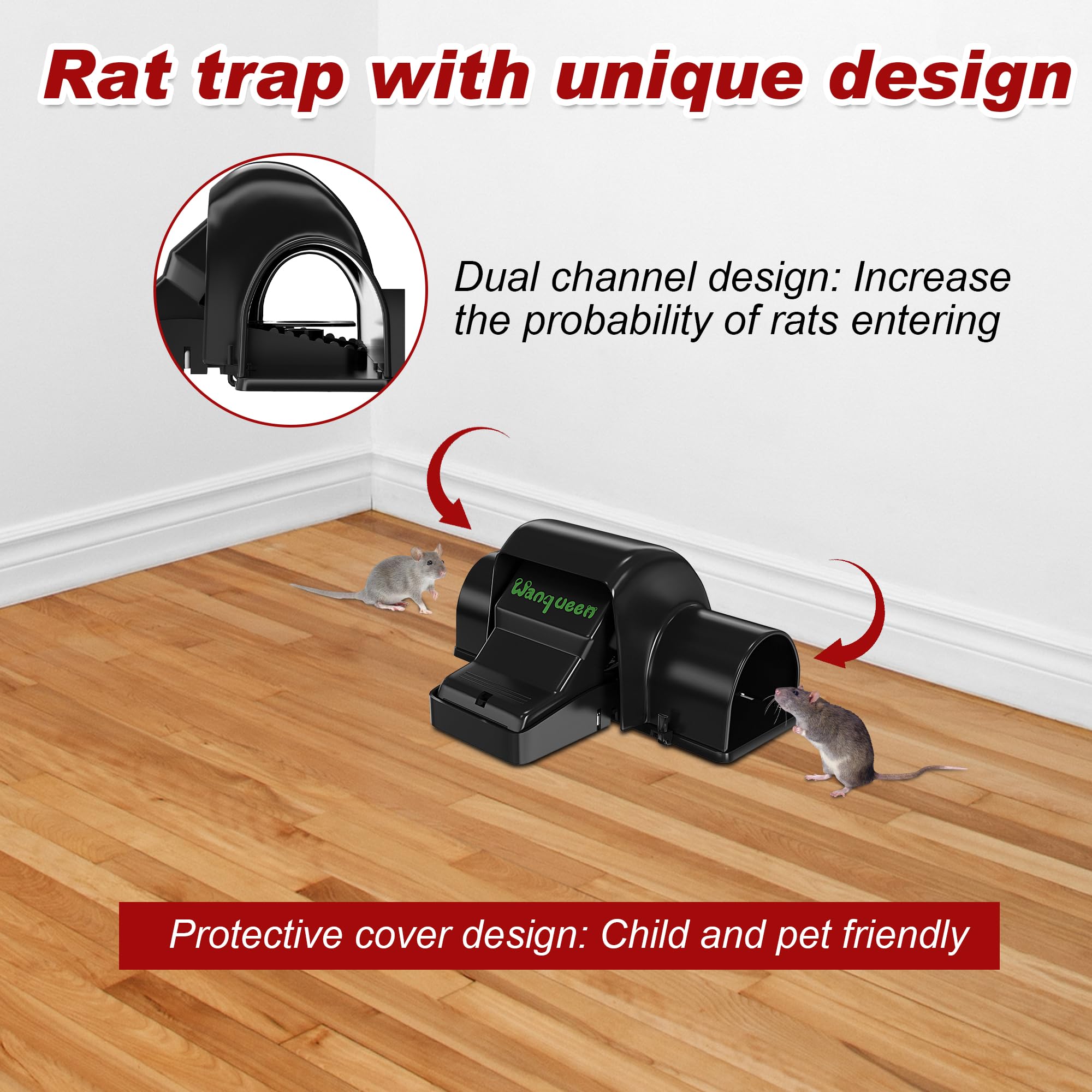 Wanqueen outdoor chipmunk trap shell protects mechanism while outdoors.