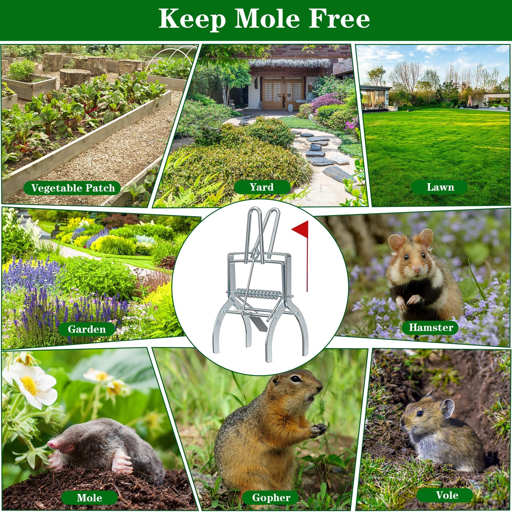 Wanqueen outdoor mole traps ideal for lawns, farms, and nurseries