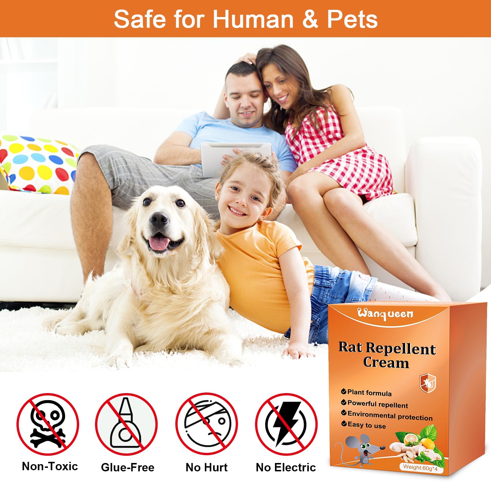 Wanqueen Pack of 4 mice repellers provides multi-spot protection.