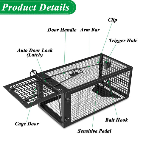 Wanqueen trap open with release area visible for humane relocation.