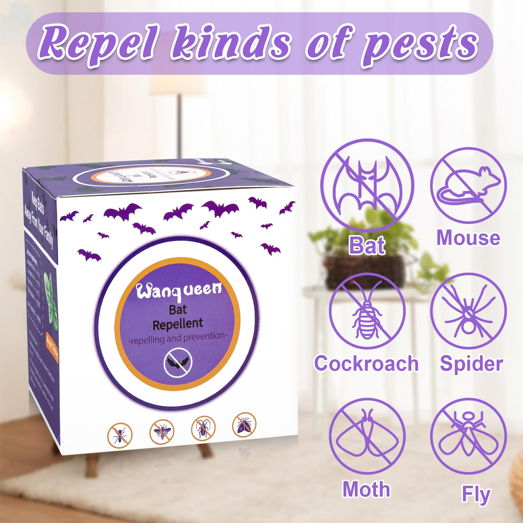 Wanqueen ready-to-use bat deterrent pouches with easy placement.