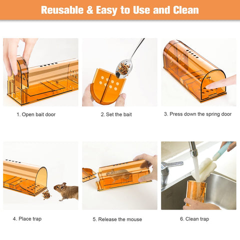 Wanqueen reusable mouse trap with cleaning brush included for easy maintenance