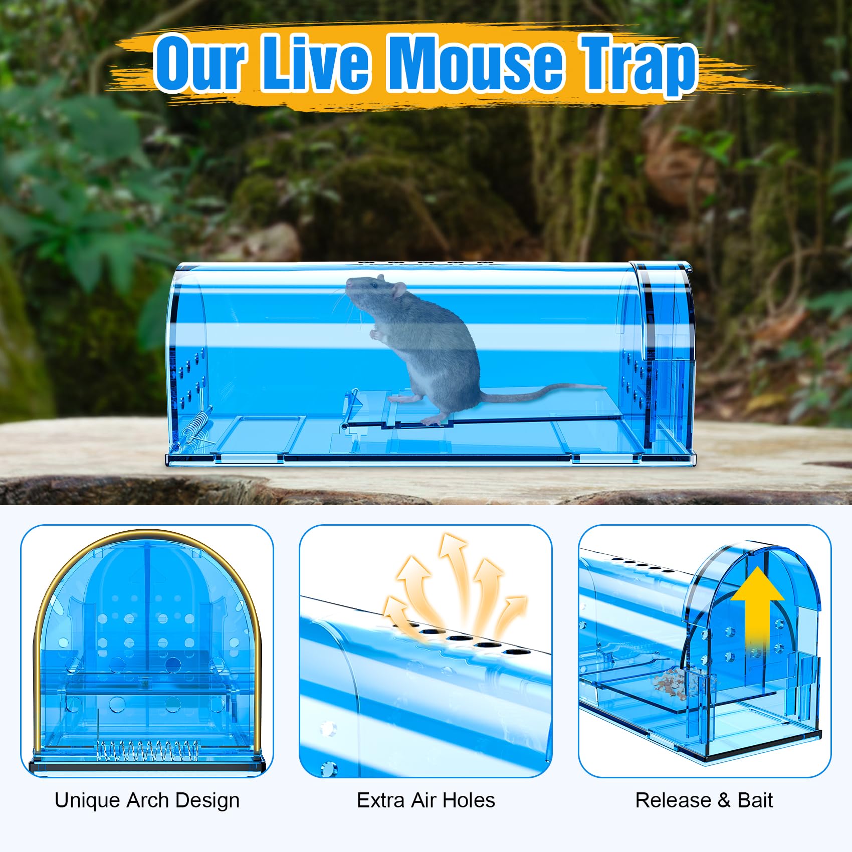 Wanqueen reusable mouse trap cleaning demonstrates quick wash for repeated use.