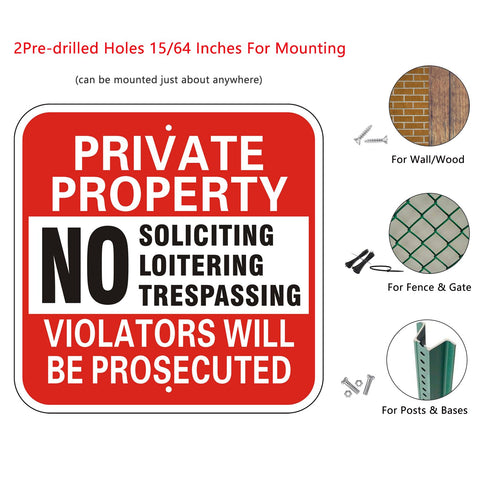 WANSMC trespassing sign with pre-drilled holes ready for mounting.
