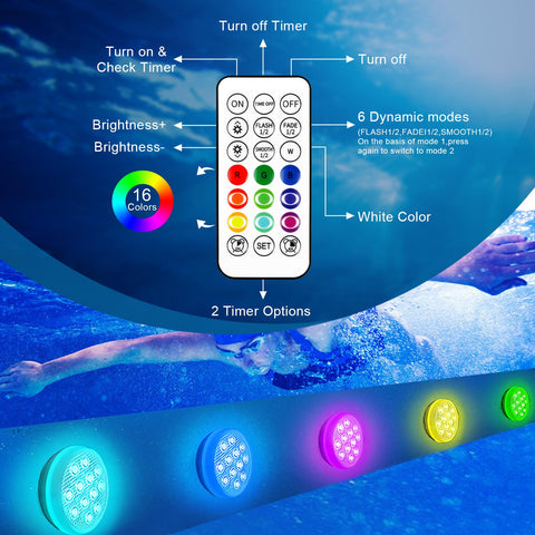 WANTERONG remote-control-color-change pool light lets you switch colors from a distance.