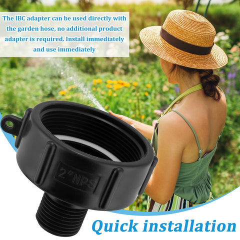 Wantmatch 2-inch fine-thread to 3/4-inch hose adapter in action.