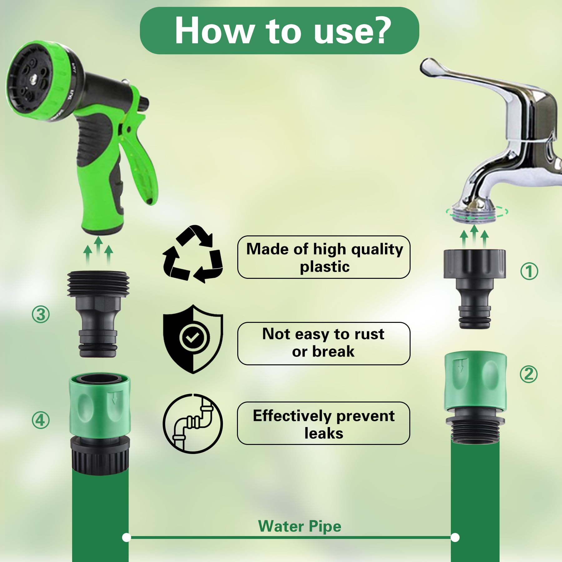 Wantmatch plastic fittings provide durable, rust-free outdoor performance.