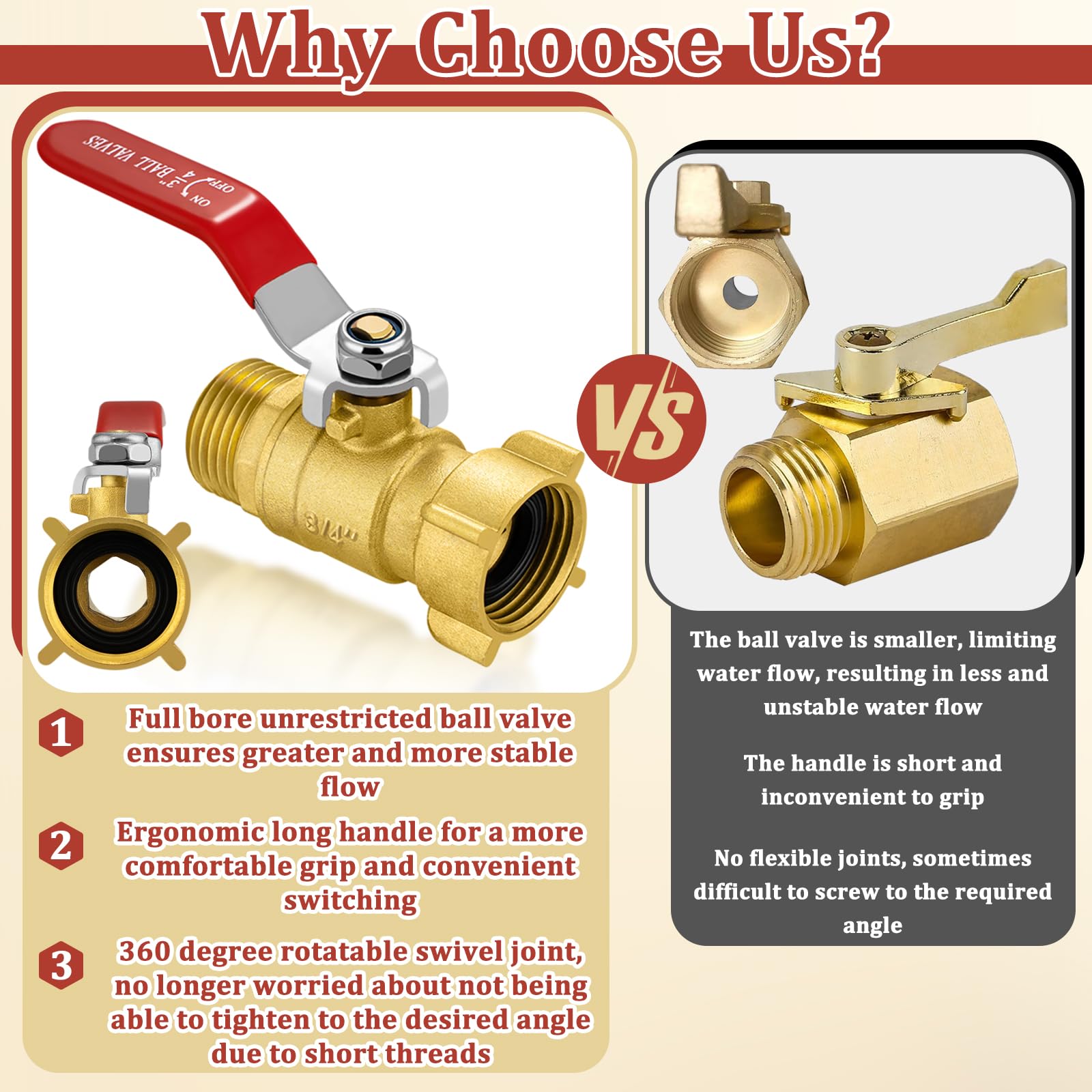 Wantmatch brass garden valve showing heavy-duty construction for durable outdoor use.