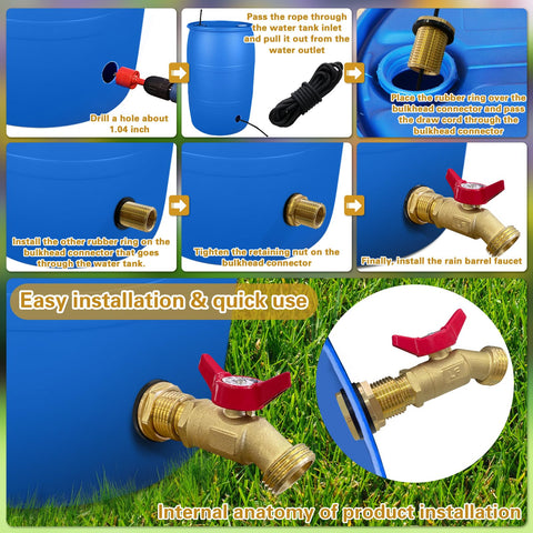 Wantmatch bulkhead-fitting-mount demonstrates secure connection for rain barrel installation.