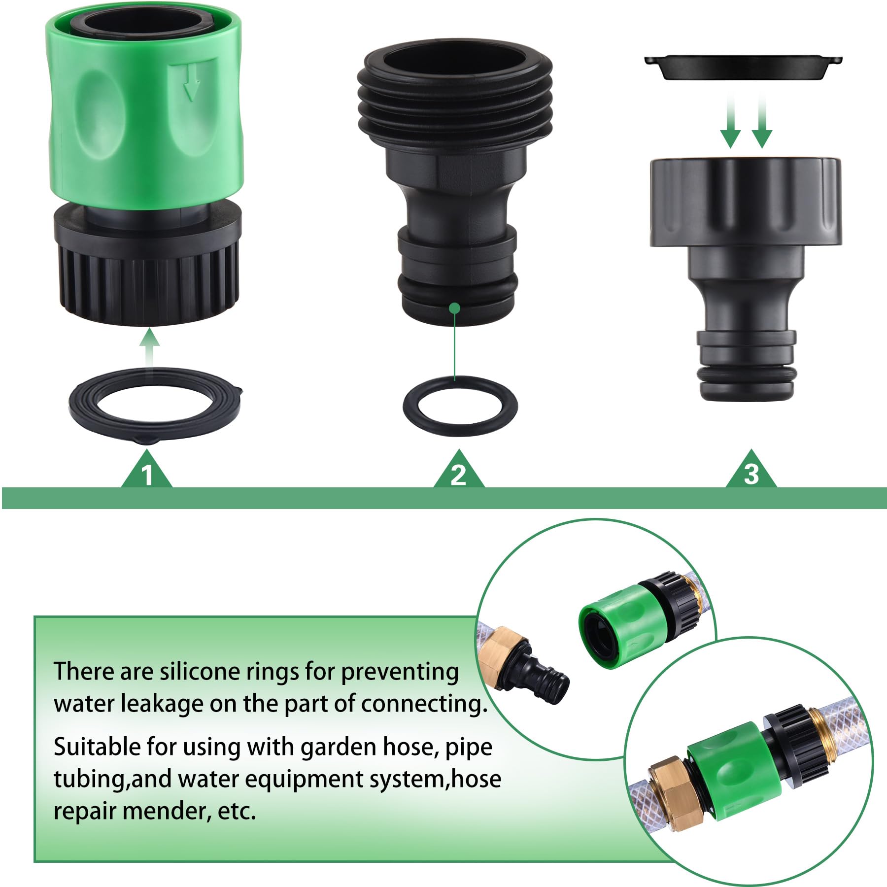 Wantmatch 3/4 inch adapters pictured for versatile hose connections.
