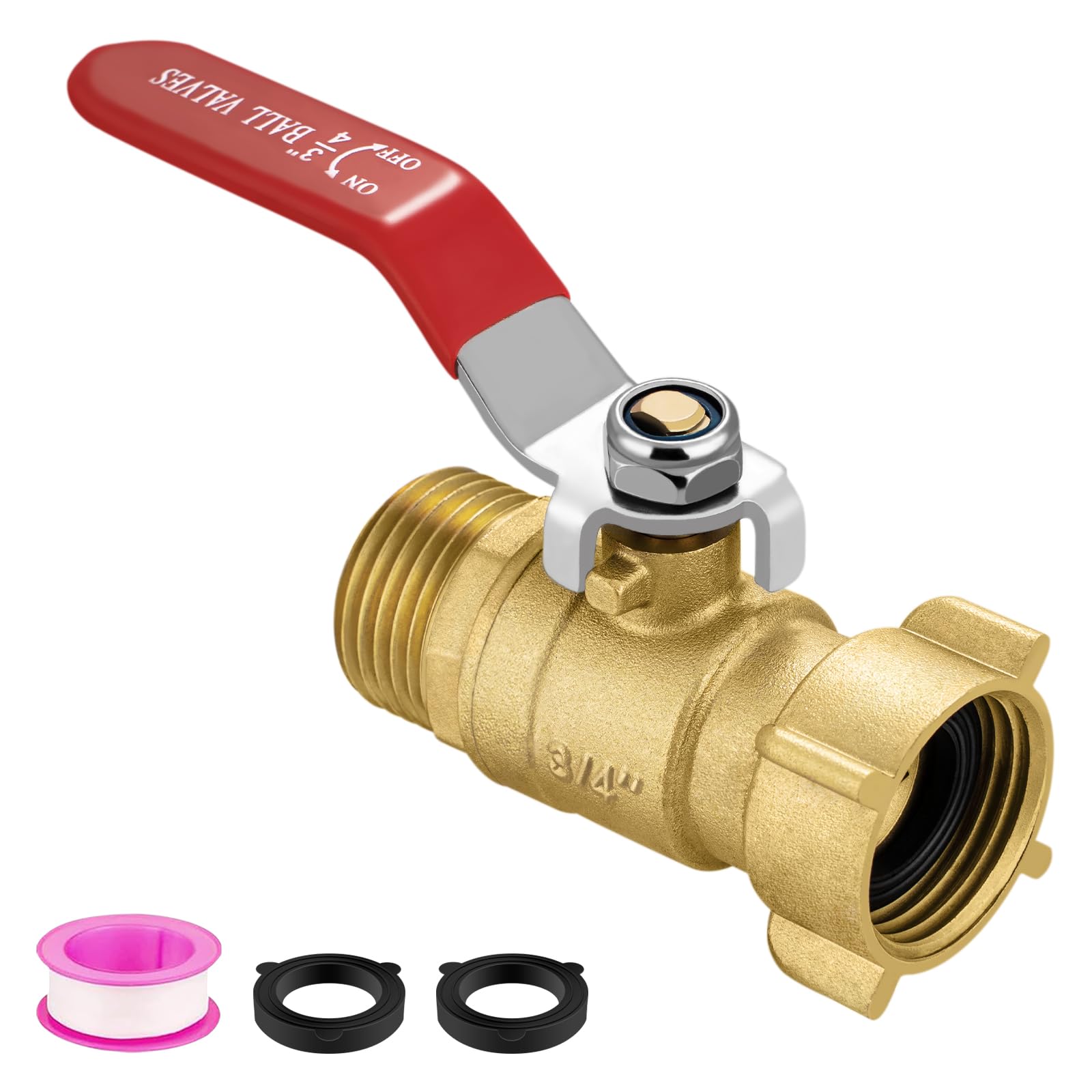 Wantmatch garden hose shut-off valve with 360-degree rotatable joint for flexible irrigation control.