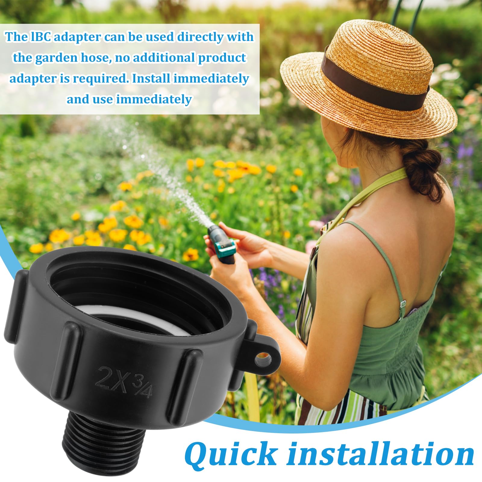 Wantmatch IBC adapter garden hose connection supports easy watering setups.
