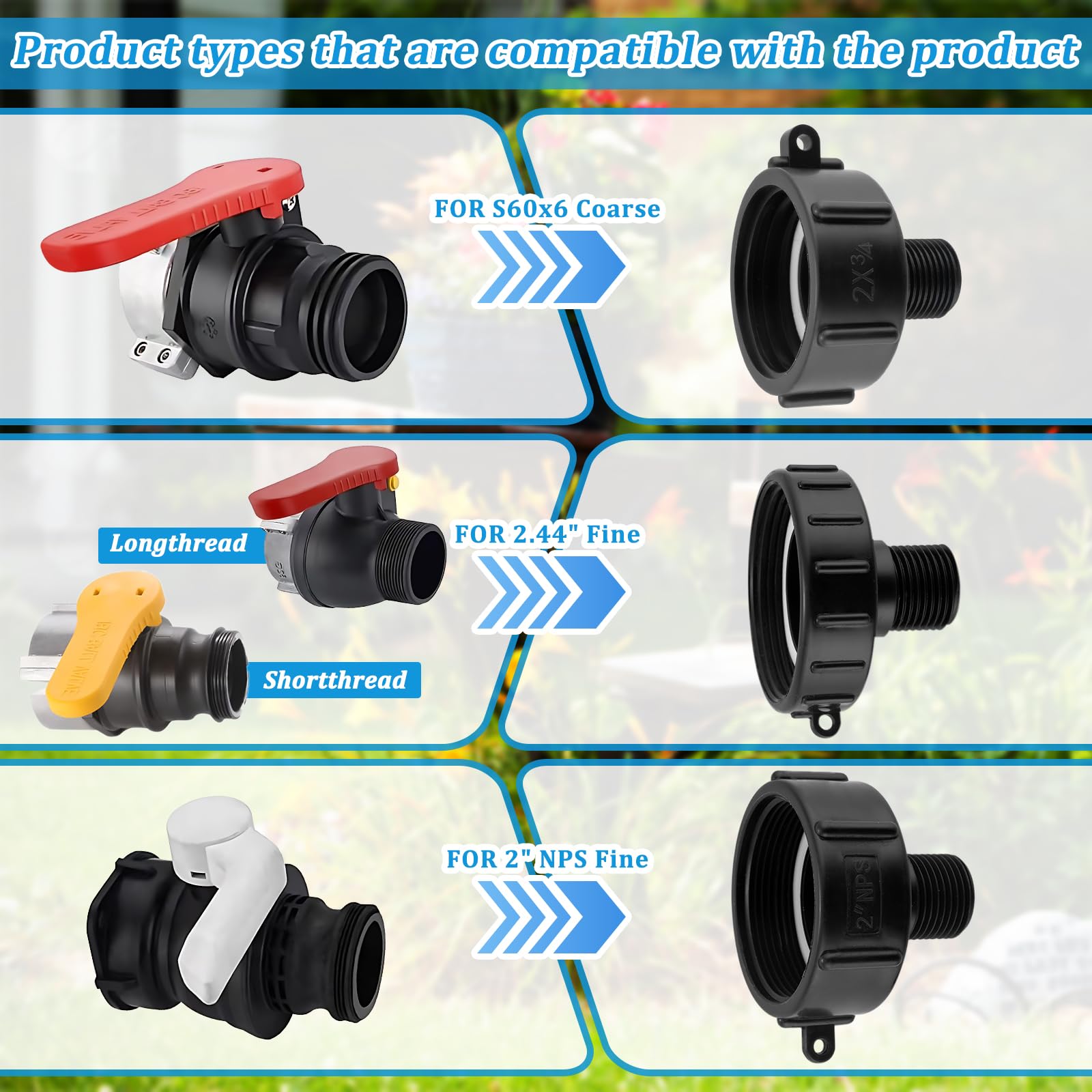 Wantmatch adapter attached to an IBC drain for efficient water release.