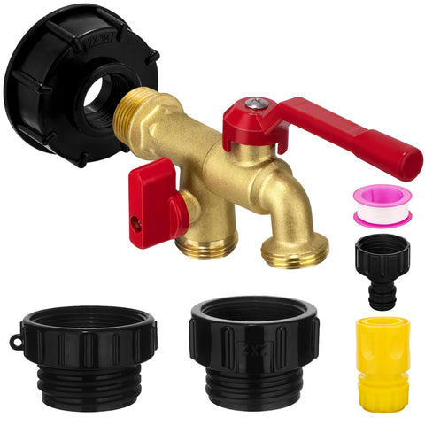 Wantmatch IBC tote adapter top view with dual outlets for quick water transfer