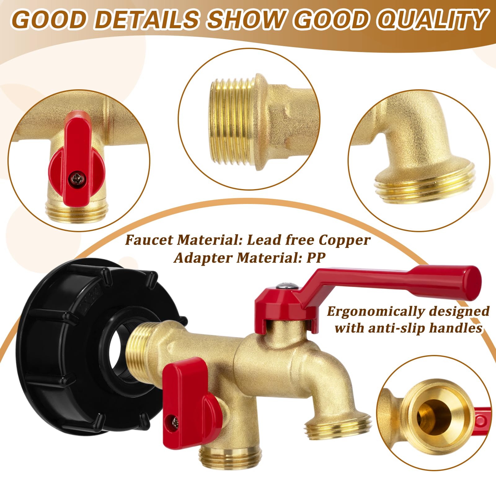 Built-in silicone gasket and brass components for durable performance
