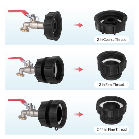Wantmatch IBC tote hose adapter with 2in coarse thread for common containers.