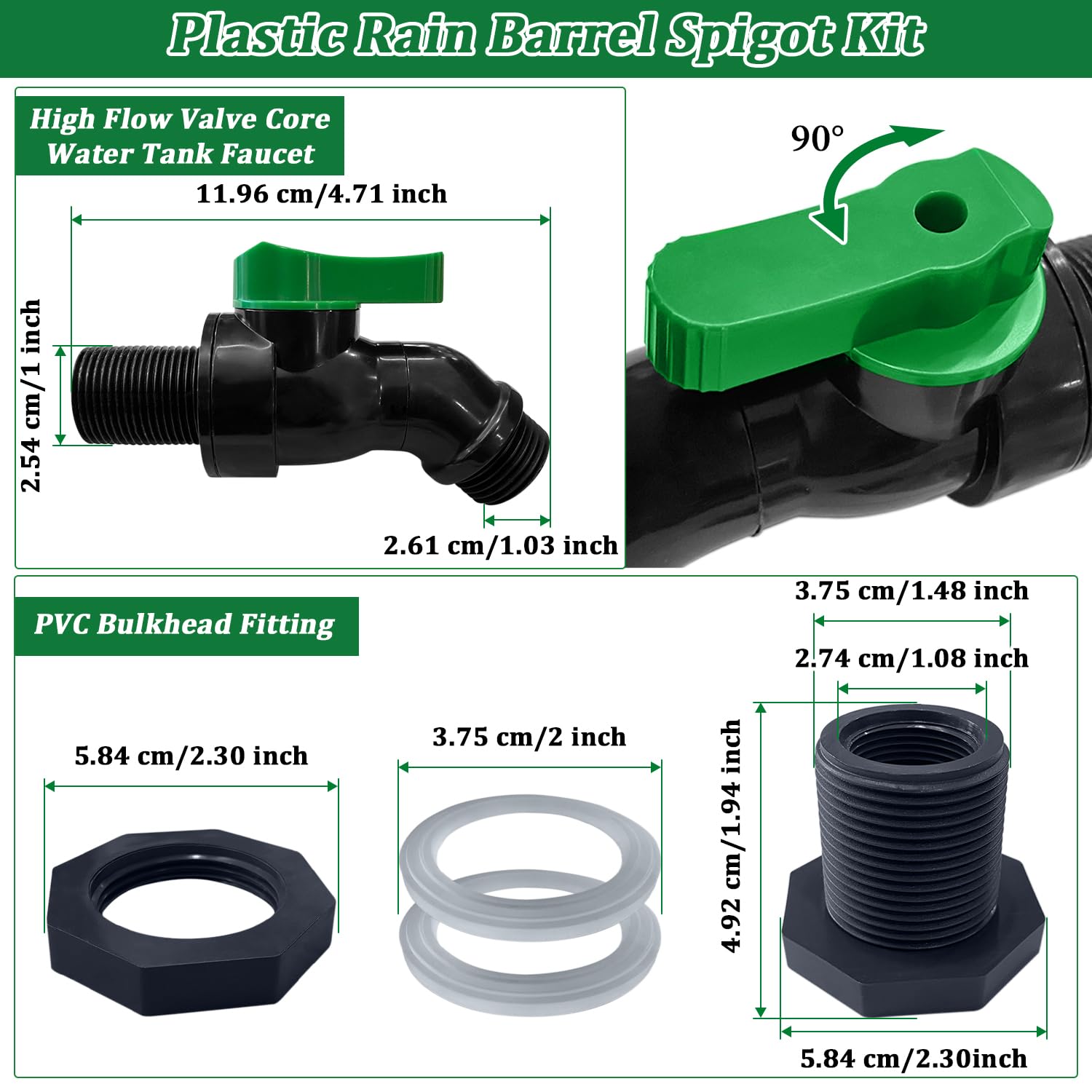 Wantmatch pvc bulkhead fitting showing 3-4-npt to 3-4-ght connection