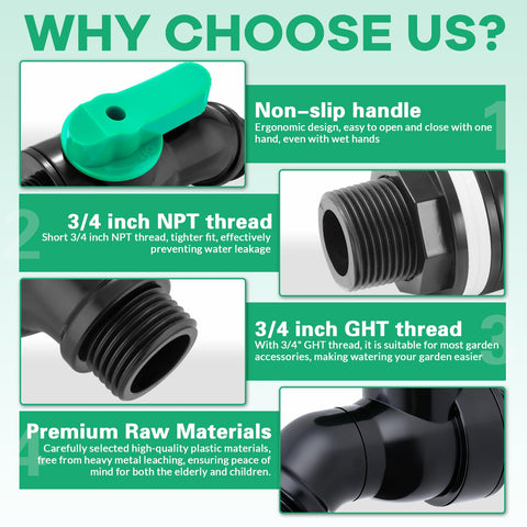 Wantmatch rain barrel spigot universal barrel-fit with broad compatibility.