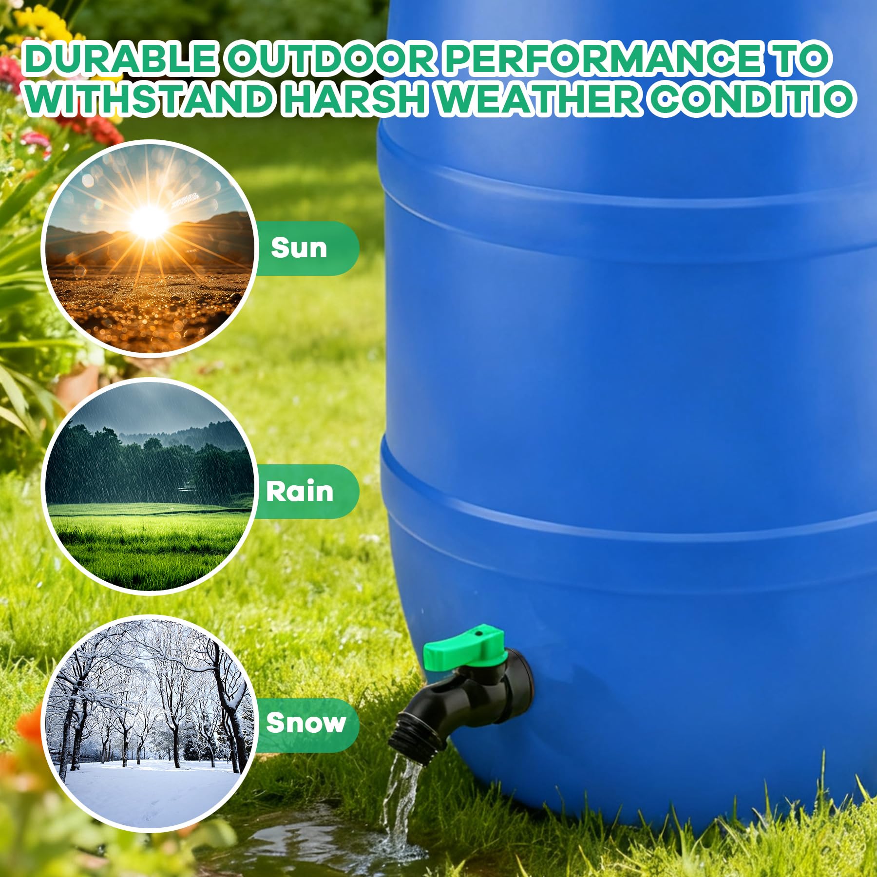 Wantmatch rain barrel spigot rotation switch for simple open or close.