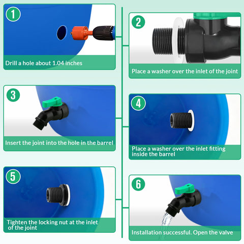 Wantmatch rain barrel spigot water-saving setup ideal for garden irrigation.