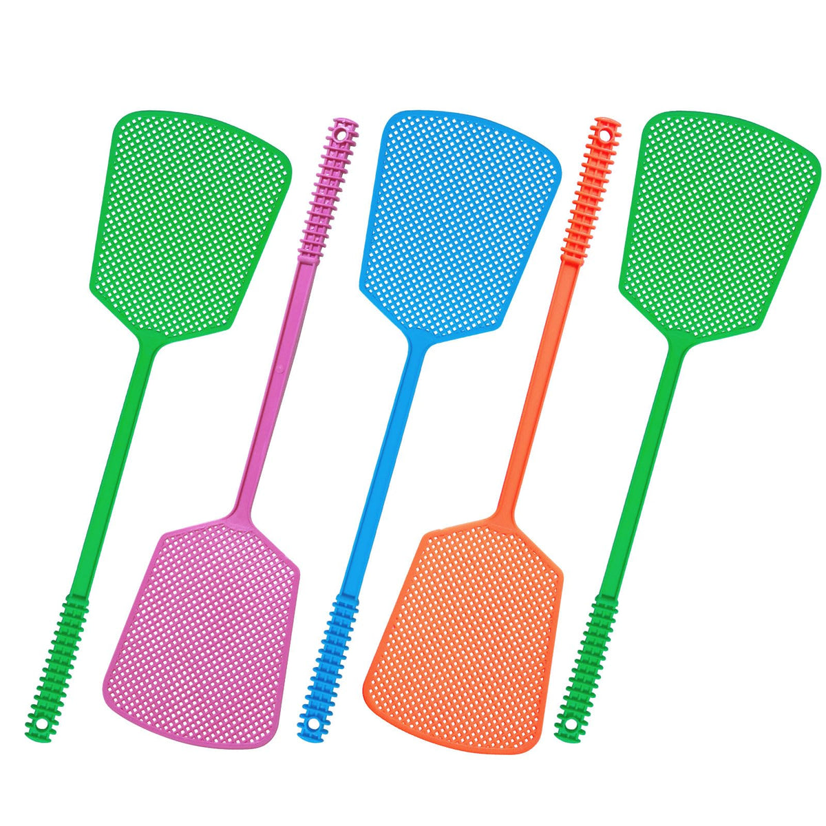 Wapodeai five-pack fly swatter set in vivid colors for quick identification.