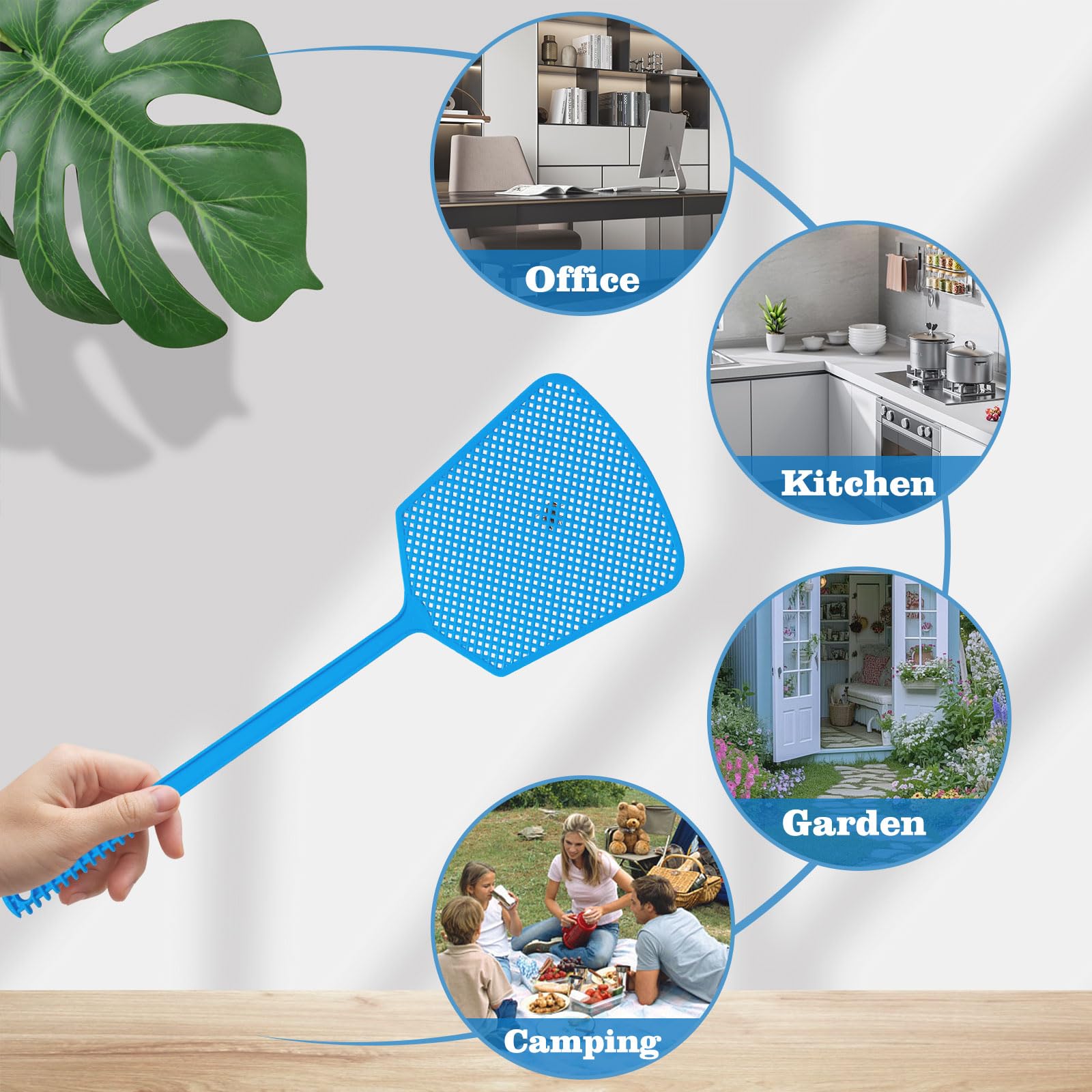 Wapodeai long-handle 17inch fly swatter for safe, hygienic distant swats.