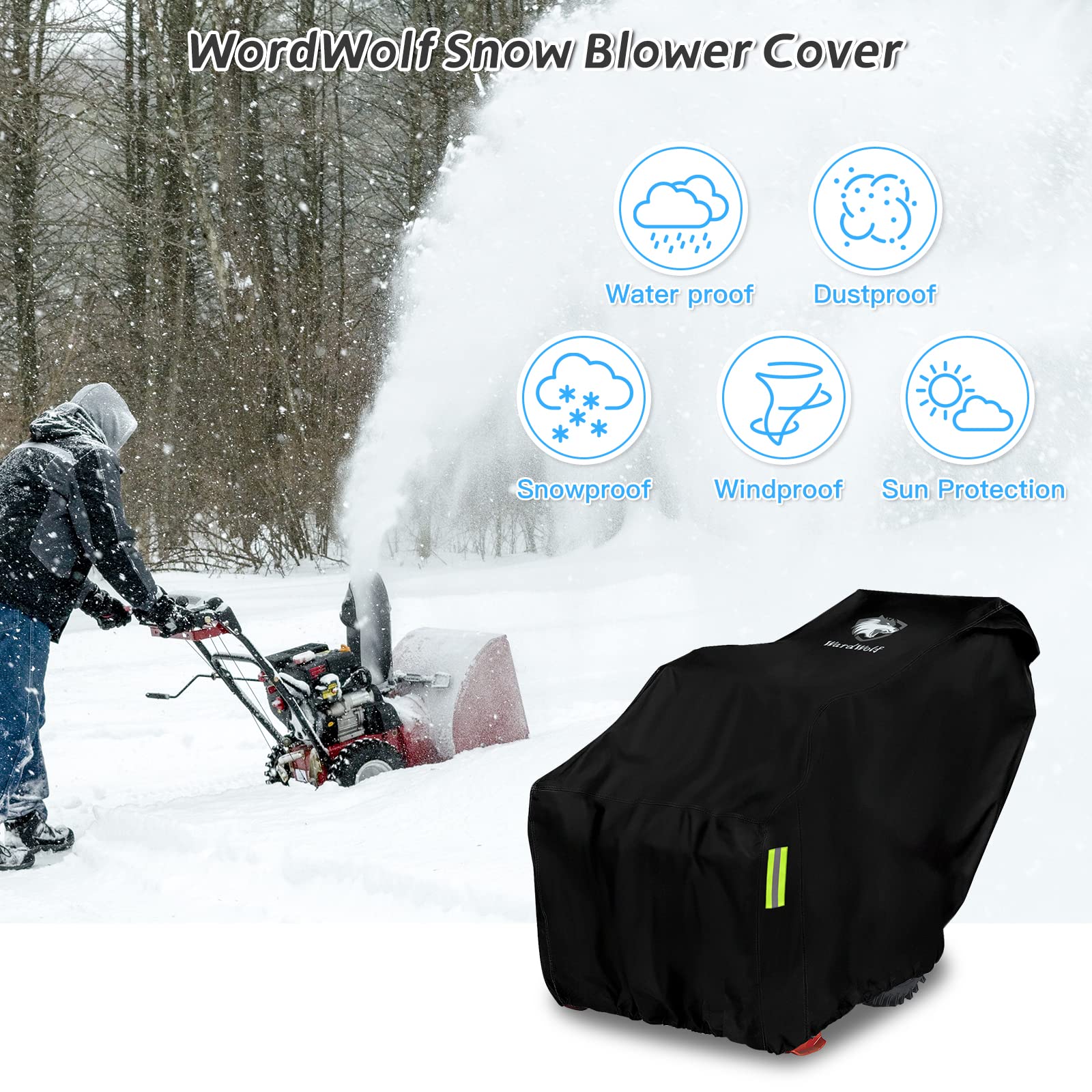 WardWolf universal-fit snow blower cover protects against sun and rain