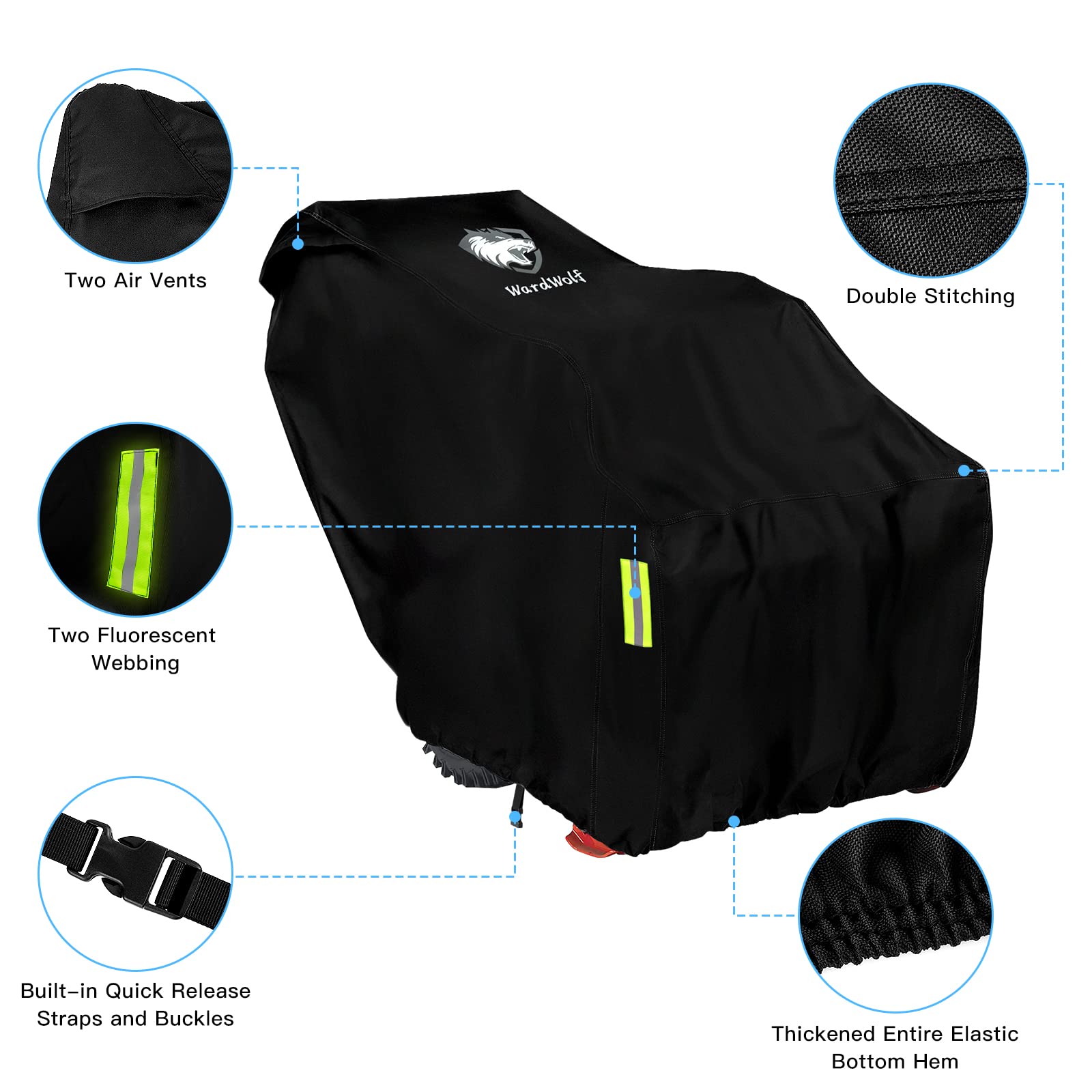 WardWolf cover features vents and reflective strip for safety and airflow
