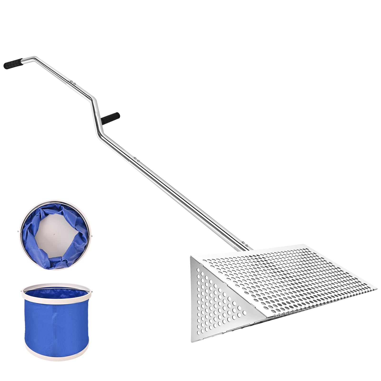 WARELOOR Sea Flea Rake with 52-inch curved handle for easy beach treasure search