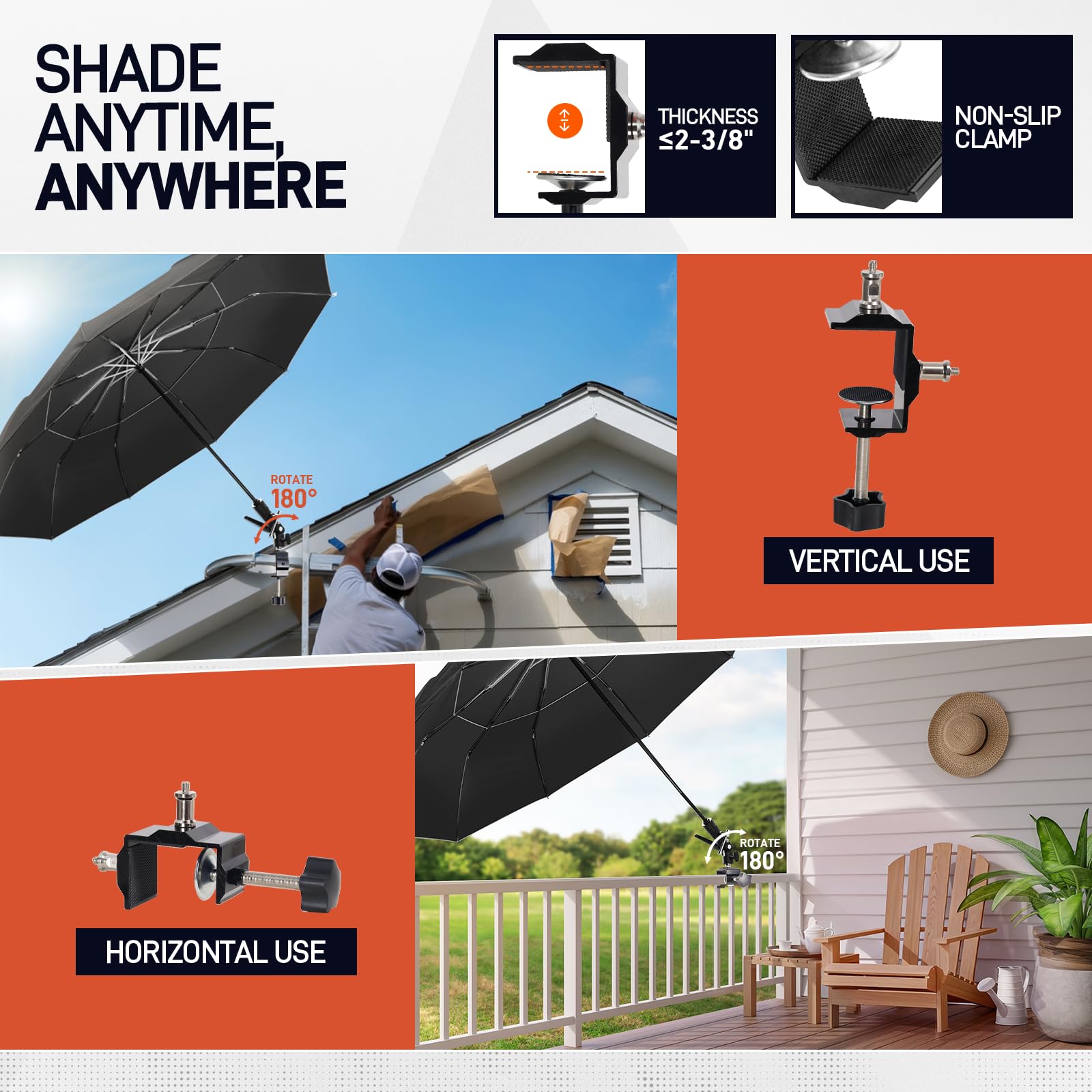 WARMOASIS outdoor work umbrella with durable canopy for sun and rain coverage