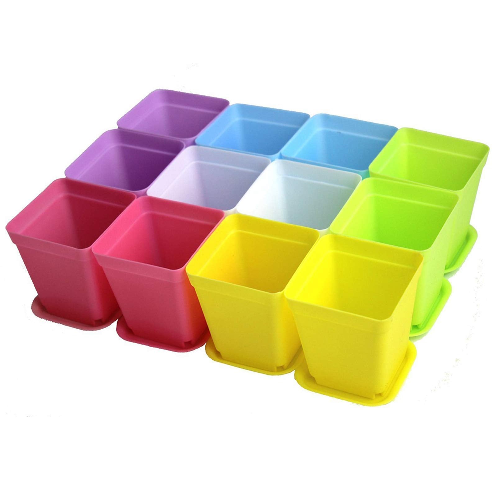 WARMBUY green pots with saucers for compact indoor gardening.