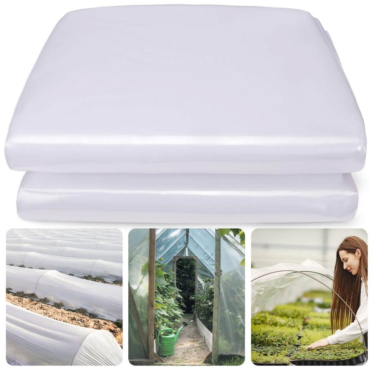 Warmfarm 6mil greenhouse film cover for durable plant protection.