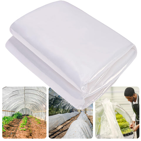 Warmfarm 6mil greenhouse film covering a frame for durable protection.