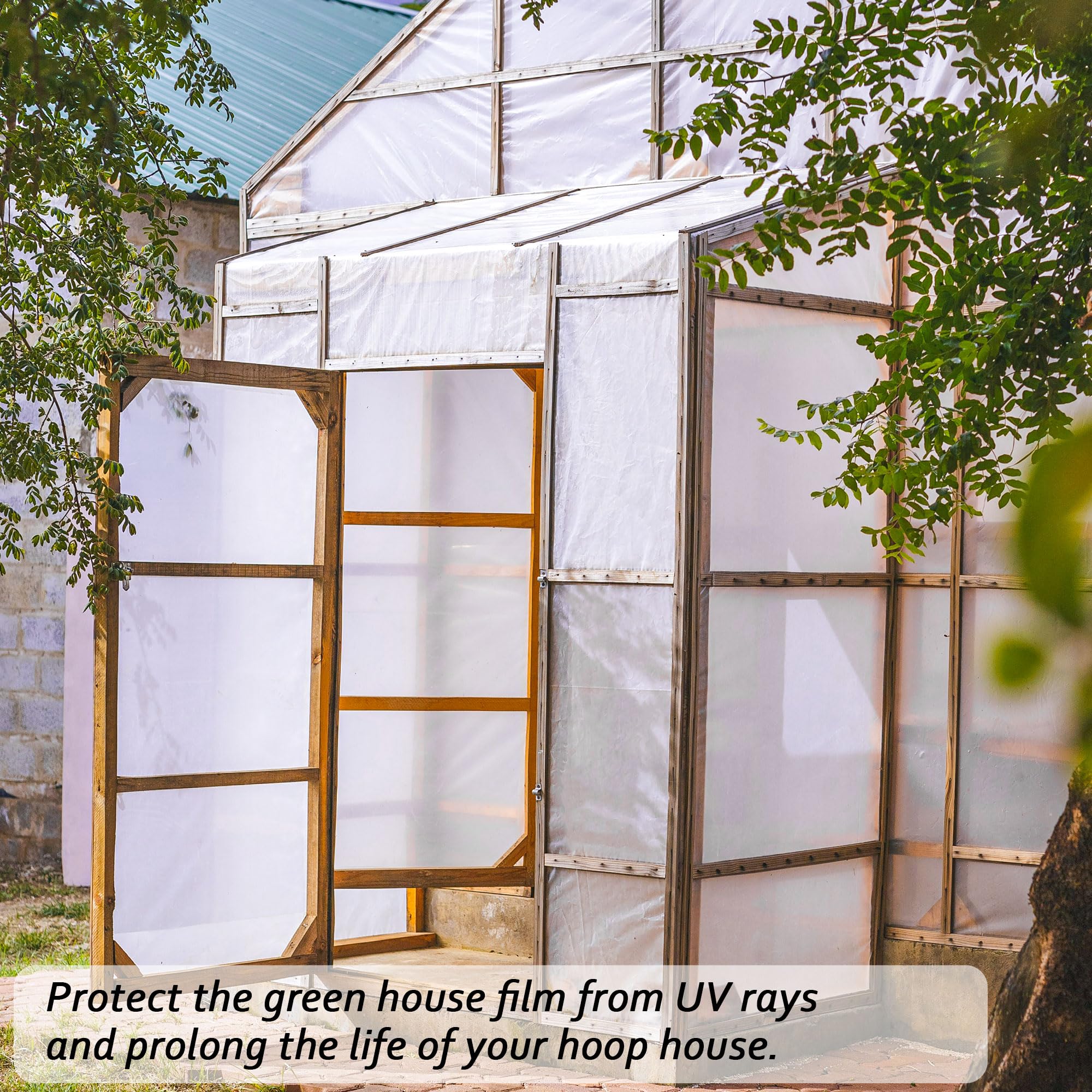 Warmfarm 6mil plastic sheet displaying wide coverage for tunnels and greenhouses.