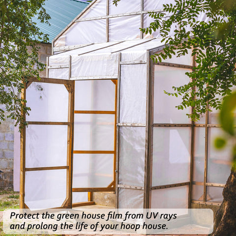 Warmfarm 6mil plastic sheet displaying wide coverage for tunnels and greenhouses.