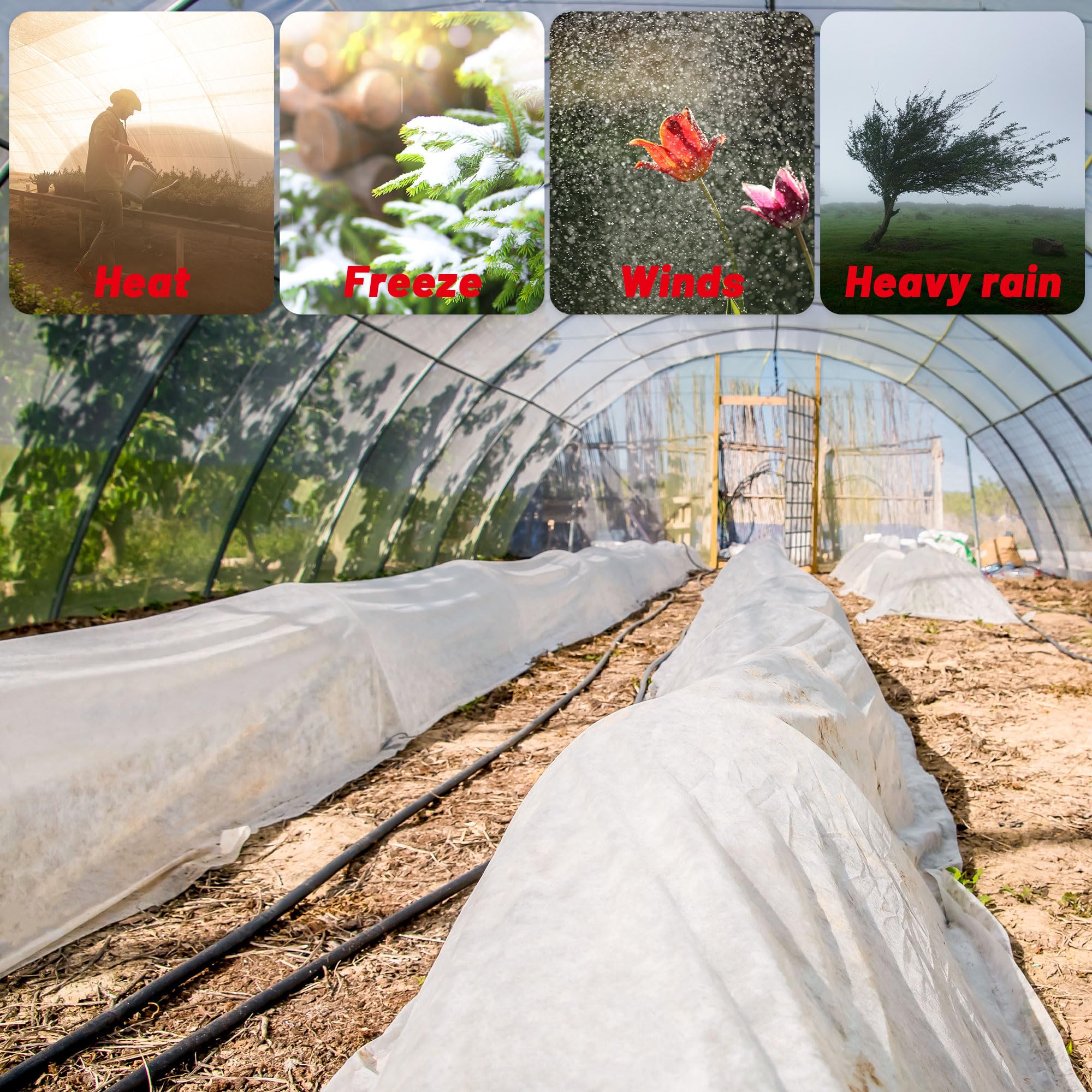 Warmfarm versatile plastic sheeting for garden beds and protective covers.