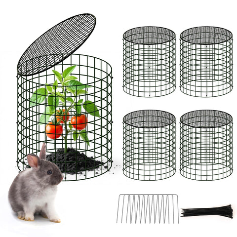 WarmFarm square plant cage assembly showing modular protection for flexible garden fencing.