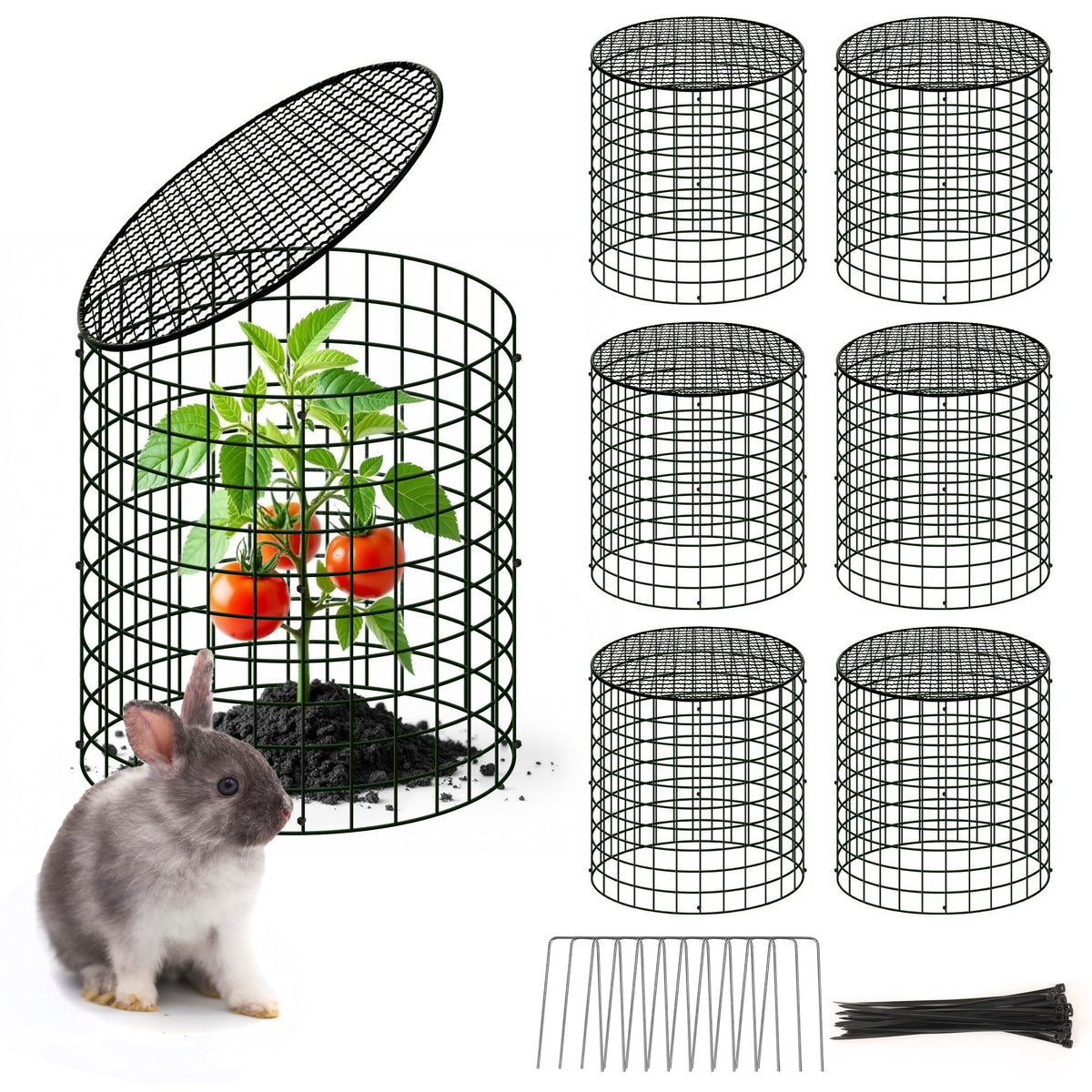 WarmFarm square plant cages pack protects seedlings from deer while promoting airflow