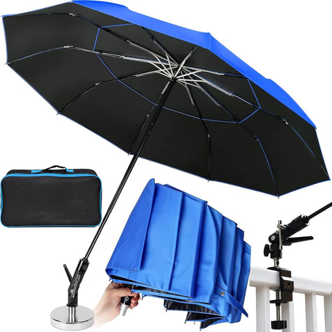 WARMOASIS 60-inch folding magnetic umbrella base attaches securely to metal surfaces for stable shade.